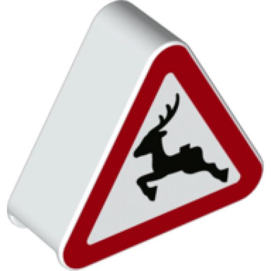 Duplo, Brick 1 x 3 x 2 Triangle Road Sign with Leaping Deer Pattern