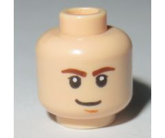 Minifigure, Head Male Brown Eyebrows, White Pupils and Brown Chin Dimple Pattern (SW Han Solo) - Hollow Stud