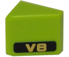 Slope 30 1 x 1 x 2/3 with Gold 'V8' on Black Background Pattern Model Left Side (Sticker) - Set 8147
