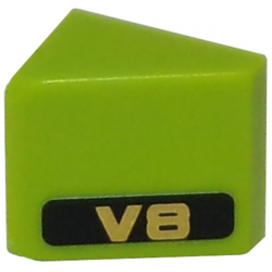 Slope 30 1 x 1 x 2/3 with Gold 'V8' on Black Background Pattern Model Left Side (Sticker) - Set 8147