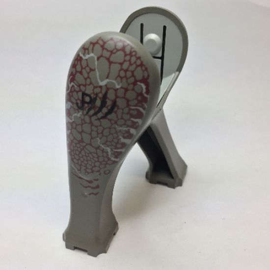 Animal, Body Part Dinosaur Legs Long, Set 1371 Pattern - Dark Red, White Scales and 'JPIII'