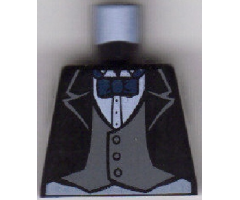 Torso Batman Suit Jacket with Gray Vest, Dark Blue Bow Tie Pattern