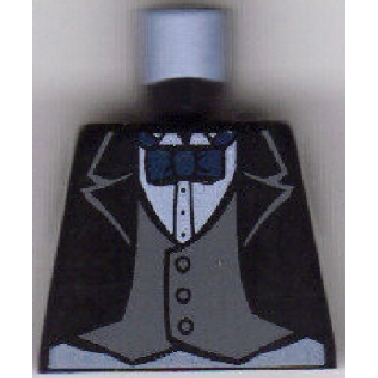 Torso Batman Suit Jacket with Gray Vest, Dark Blue Bow Tie Pattern