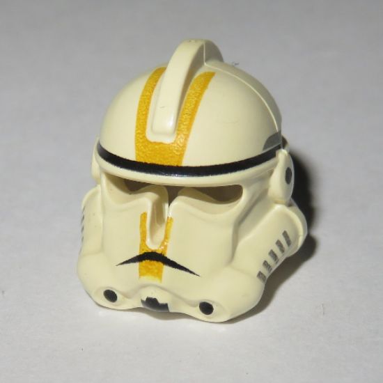 Minifigure, Headgear Helmet SW Clone Trooper Ep.3 Pattern with Yellow Stripes