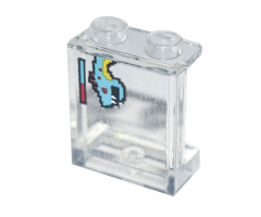 Panel 1 x 2 x 2 with Side Supports - Hollow Studs with Medium Azure Video Game Dragon and Health Bar Pattern (Sticker) - Set 71741