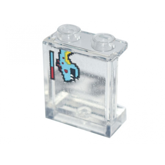 Panel 1 x 2 x 2 with Side Supports - Hollow Studs with Medium Azure Video Game Dragon and Health Bar Pattern (Sticker) - Set 71741