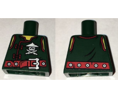 Torso Ninjago Vest with Red Clasps, Ninja Skull with Crossed Swords and Red Belt with Silver Buckle Pattern