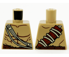Torso Bare Chest with Muscles Outline, Fur Waist and Rope Pattern