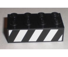 Brick 2 x 4 with Black and White Danger Stripes Pattern Model Left (Sticker) - Set 8211