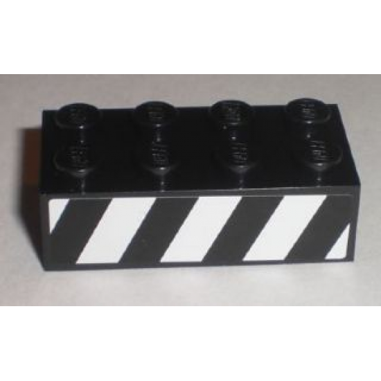 Brick 2 x 4 with Black and White Danger Stripes Pattern Model Left (Sticker) - Set 8211