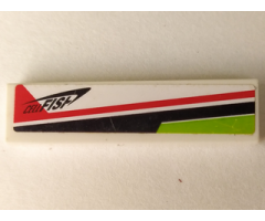 Tile 1 x 4 with Lime, Red and Black Lines and 'CELLFISH' Pattern Model Right Side (Sticker) - Set 8897