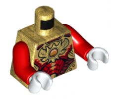 Torso Vest with Dark Red and Gold Armor Elaborate with Scales and Side Panels and Fire Chi Emblem Pattern / Red Arms / White Hands