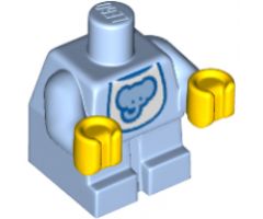 Body Baby / Toddler with Fixed Arms with White Bib with Elephant Pattern and Yellow Hands