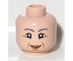 Minifigure, Head Female with Peach Lips, Gray Eyebrows Pattern (HP Professor Sprout) - Blocked Open Stud