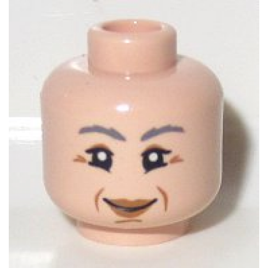 Minifigure, Head Female with Peach Lips, Gray Eyebrows Pattern (HP Professor Sprout) - Blocked Open Stud