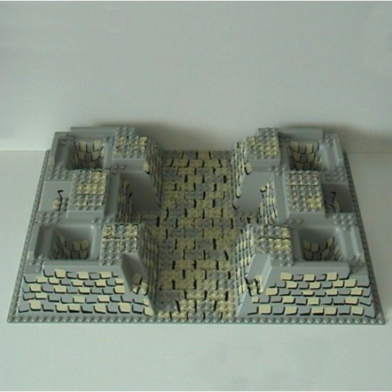 Baseplate, Raised 32 x 48 x 6 with 4 Corner Pits with Tan and Gray Rock Pattern