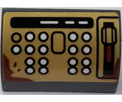 Slope, Curved 1 x 2 x 1 with Buttons and Lever on Pearl Gold Background Pattern (Sticker) - Set 75978
