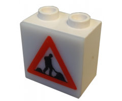 Electric, Light 1 1/8 x 2 x 1 2/3 Cabinet with Lamp Holes (Sign Back) with Milky White Electric, Light 2 x 2 Clip-On Plate with Men Working Pattern (2383 / 2384pb01)