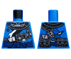 Torso Ninjago Armor Tattered with Dark Blue Sash Pattern