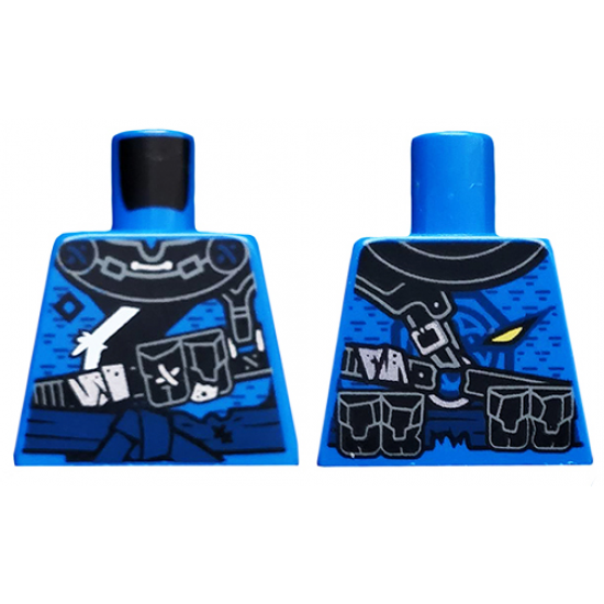 Torso Ninjago Armor Tattered with Dark Blue Sash Pattern