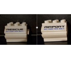 Duplo Container Water Container with 'AIRPORT', 'RESCUE' and 'RFF FOAM TANK 800 G' Pattern on Both Sides (Stickers) - Set 7844