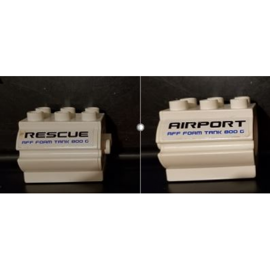 Duplo Container Water Container with 'AIRPORT', 'RESCUE' and 'RFF FOAM TANK 800 G' Pattern on Both Sides (Stickers) - Set 7844