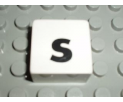 Duplo, Tile 2 x 2 x 1 with Black Lowercase Letter s Pattern