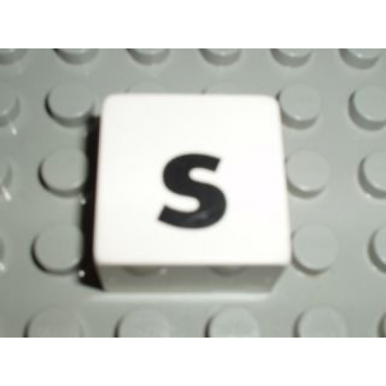 Duplo, Tile 2 x 2 x 1 with Black Lowercase Letter s Pattern