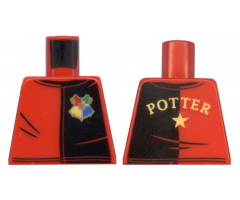 Torso Black and Red Shirt with Hogwarts Emblem and 'POTTER' on Back Pattern