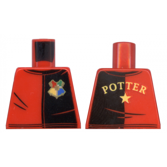 Torso Black and Red Shirt with Hogwarts Emblem and 'POTTER' on Back Pattern