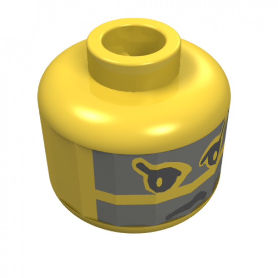 Minifigure, Head Face Paint with Gray Stripes across Face Pattern (Achu) - Blocked Open Stud