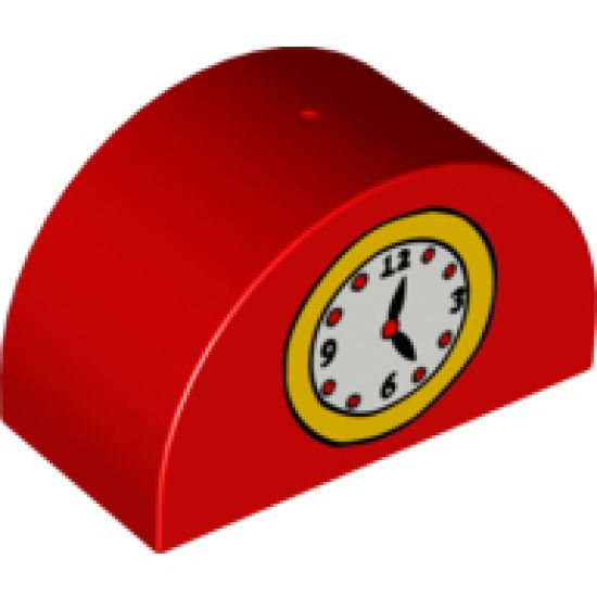 Duplo, Brick 2 x 4 x 2 Curved Top with Clock Pattern
