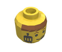 Minifigure, Head Male Headset Over Smile, Red-Brown Hair & Eyebrows Pattern - Blocked Open Stud