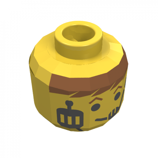 Minifigure, Head Male Headset Over Smile, Red-Brown Hair & Eyebrows Pattern - Blocked Open Stud
