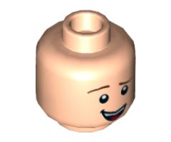 Minifigure, Head Dual Sided Reddish Brown Eyebrows, Lopsided Smile with Teeth and Tongue / Lopsided Grin Pattern - Hollow Stud