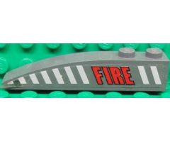 Slope, Curved 6 x 1 with Red 'FIRE' and White Stripes Pattern Model Right Side (Sticker) - Set 7043