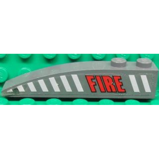 Slope, Curved 6 x 1 with Red 'FIRE' and White Stripes Pattern Model Right Side (Sticker) - Set 7043