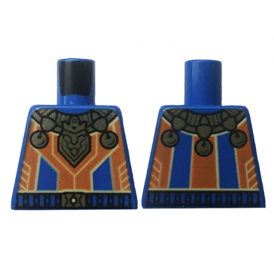 Torso Nexo Knights Orange Stripes with Gold Bells and Trim Pattern