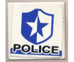 Tile 2 x 2 with 'POLICE' on White/Blue Background with Badge Pattern (Sticker) - Set 8230