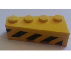 Wedge 4 x 2 Left with Black and Yellow Danger Stripes Pattern (Sticker) - Set 7243