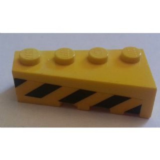 Wedge 4 x 2 Left with Black and Yellow Danger Stripes Pattern (Sticker) - Set 7243