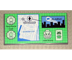 Tile 8 x 16 with Bottom Tubes on Edges with Batman Gotham City Map Display Pattern (Sticker) - Set 7783