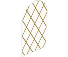 Glass for Door Frame 1 x 6 x 7 Rounded Pillars with Top Arch and Notches with Gold Lattice Pattern
