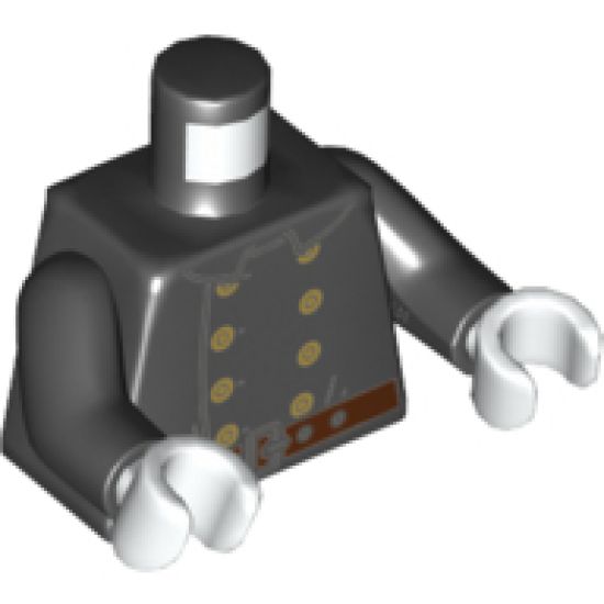 Torso Fire Uniform 8 Gold Buttons and Brown Belt Pattern / Black Arms / White Hands