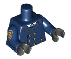 Torso Coat with Light Blue Tie and Gold Buttons Pattern / Dark Blue Arm Left / Dark Blue Arm Right with Gold Police Badge Pattern / Black Hands