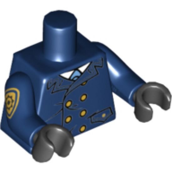 Torso Coat with Light Blue Tie and Gold Buttons Pattern / Dark Blue Arm Left / Dark Blue Arm Right with Gold Police Badge Pattern / Black Hands