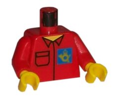 Torso Post Office Worker, Shirt and Horn Logo on Blue Background Pattern / Red Arms / Yellow Hands