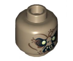 Minifigure, Head Dual Sided LotR Goblin Light Yellow Eyes, 8 Teeth / 7 Teeth Pattern - Hollow Stud