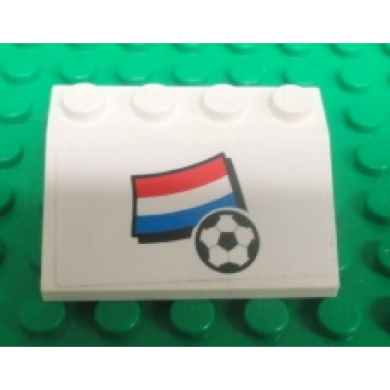 Slope 33 3 x 4 with Flag of Netherlands and Soccer Ball on White Background Pattern (Sticker) - Set 3405