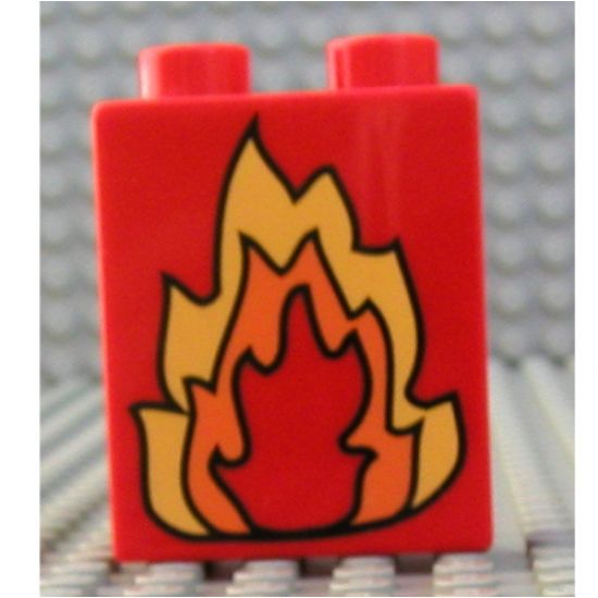 Duplo, Brick 1 x 2 x 2 with Fire Pattern